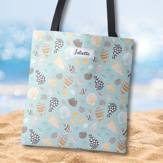 Elegante patterned Seashells mint Tote Bag