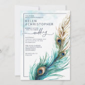 Elegante pauw & Blauwgroen - Uitnodiging voor een  (Voorkant)