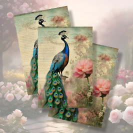 Elegante Pauw Bloemen Franse Ephemera Decoupage Tissuepapier