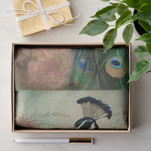 Elegante Pauw Bloemen Franse Ephemera Decoupage Tissuepapier