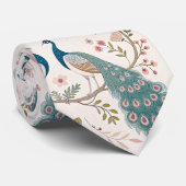 Elegante Pauw Bloemig Vintage (5) Stropdas (Opgerold)