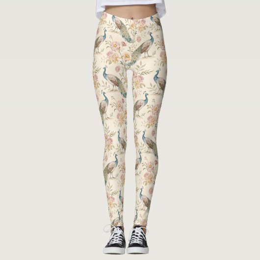 Elegante Pauw Bloemige Vintage (11) Leggings (Voorkant)