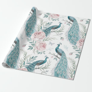 Elegante Pauw Bloemige Vintage (1) Cadeaupapier