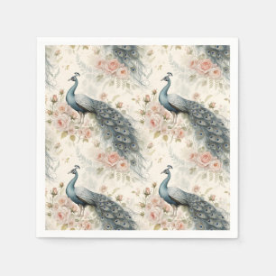 Elegante Pauw Bloemige Vintage (2) Servet