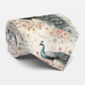 Elegante Pauw Bloemige Vintage (3) Stropdas (Opgerold)