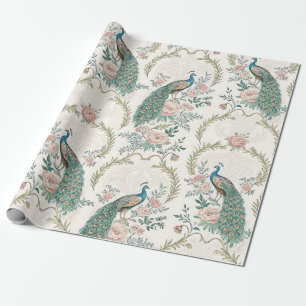 Elegante Pauw Bloemige Vintage (8) Cadeaupapier