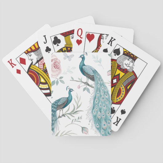 Elegante Pauw Bloemige Vintage (8) Pokerkaarten (Achterkant)