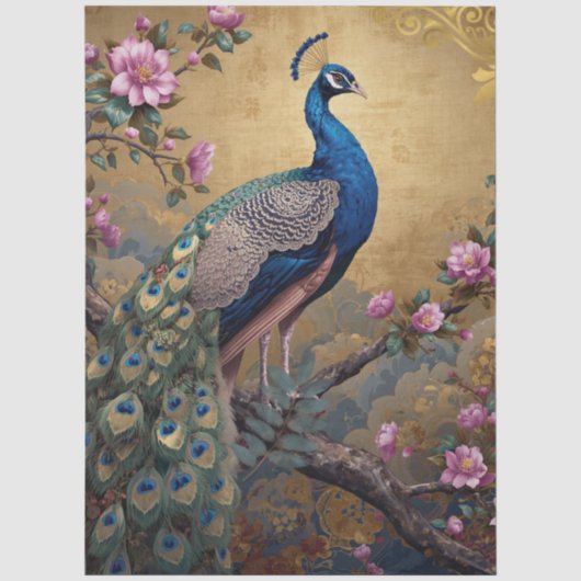 Elegante Pauw Decoupage Tissuepapier (Voorkant)