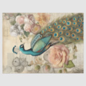 Elegante  pauw en blush rozen tissuepapier (Voorkant)