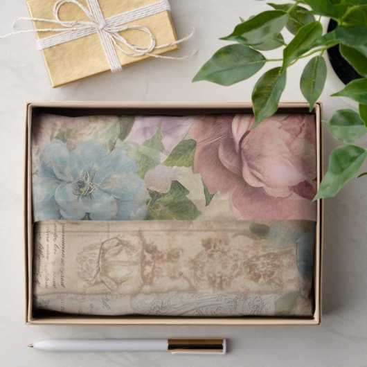 Elegante pauw en blush rozen tissuepapier (Geschenk)
