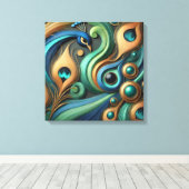 Elegante Pauw en Veren Canvas Kunst (Insitu (Houten vloer))