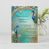 Elegante pauw en veren  elegante chique kaart (Staand voorkant)