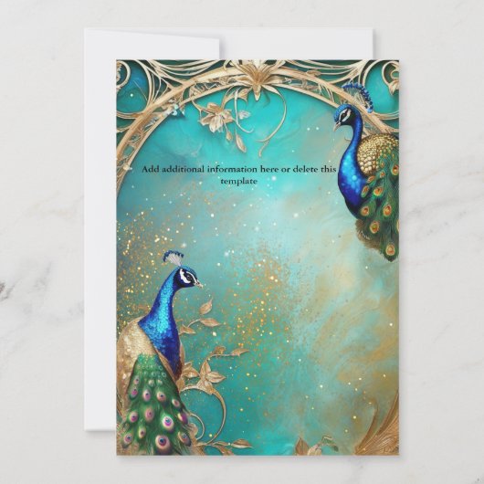 Elegante pauw en veren  elegante chique kaart (Achterkant)