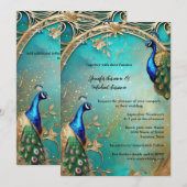 Elegante pauw en veren  elegante chique kaart (Voorkant / Achterkant)