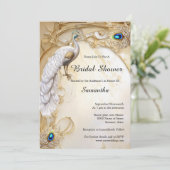 Elegante pauw en veren elegante chique kaart (Staand voorkant)