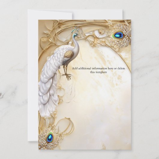 Elegante pauw en veren elegante chique kaart (Achterkant)