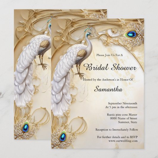 Elegante pauw en veren elegante chique kaart (Voorkant / Achterkant)