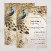 Elegante pauw en veren elegante chique kaart (Voorkant / Achterkant)