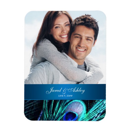 Elegante Pauw Foto Save The Date Magneten (Verticaal)