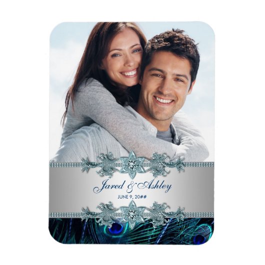 Elegante Pauw Foto Save The Date Magneten (Verticaal)