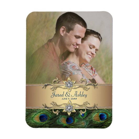 Elegante Pauw Foto Save The Date Magneten (Verticaal)
