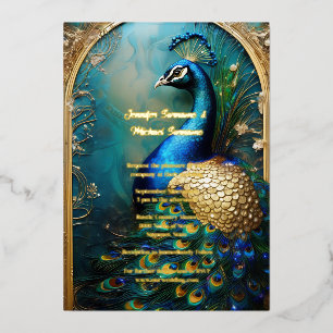Elegante pauw goud folie vintage Indische luxe Uitnodiging