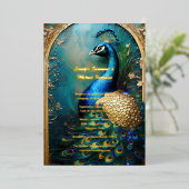 Elegante pauw gouden folie  Indiase luxe Folie Uitnodiging (Staand Voorkant)