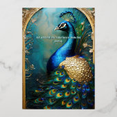 Elegante pauw gouden folie  Indiase luxe Folie Uitnodiging (Achterkant)