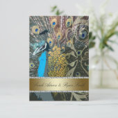 Elegante Pauw Gouden Ontvangst Uitnodiging (Staand voorkant)