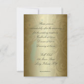 Elegante Pauw Gouden Ontvangst Uitnodiging (Achterkant)