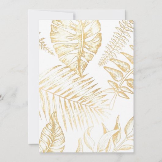 Elegante Pauw Gouden Veren Flora Bruiloft  Kaart (Achterkant)