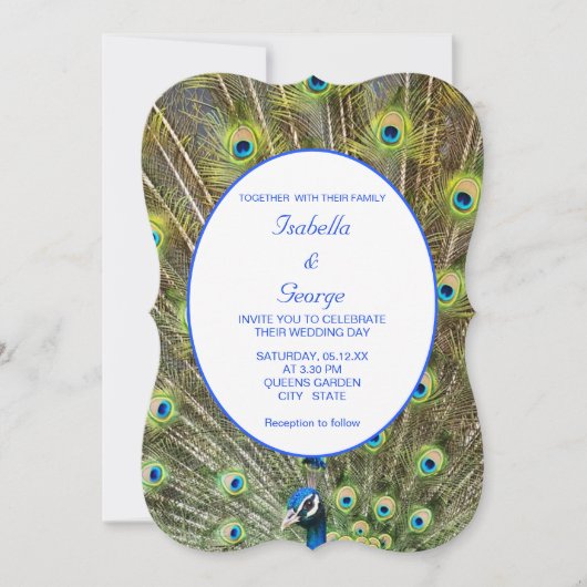 Elegante Pauw Huwelijk Kaart (Voorkant)