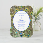 Elegante Pauw Huwelijk Kaart (Staand voorkant)