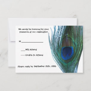 Elegante Pauw Huwelijks RSVP Kaartje