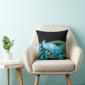 ELEGANTE PAUW IN AQUA BLUE Blauwgroen Zwart Kussen (Stoel)