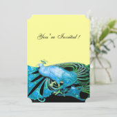 ELEGANTE PAUW IN BLUW, ZWART. KAART (Staand voorkant)