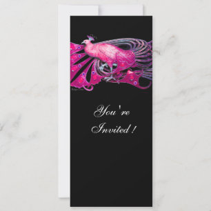 ELEGANTE PAUW IN FUCHSIA, ROZE EN ZWART KAART