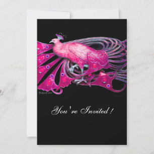 ELEGANTE PAUW IN FUCHSIA, ROZE EN ZWART KAART