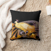 ELEGANTE PAUW IN GEEL ZWART KUSSEN (Deken)