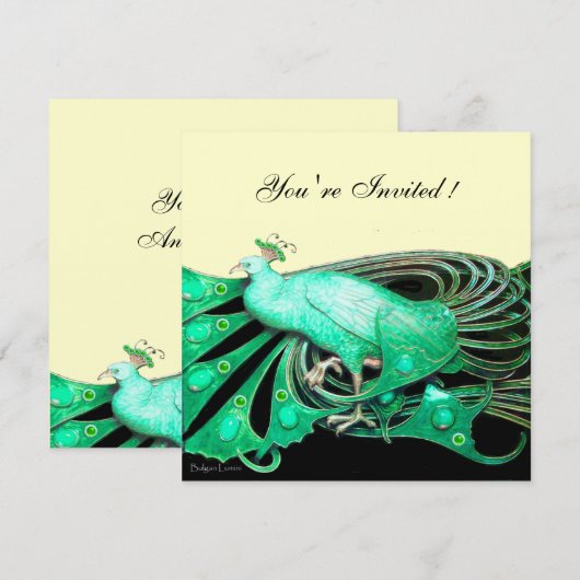 ELEGANTE PAUW IN GROEN, ZWART EN GOUD KAART (Voorkant / Achterkant)