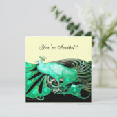 ELEGANTE PAUW IN GROEN, ZWART EN GOUD KAART (Staand voorkant)