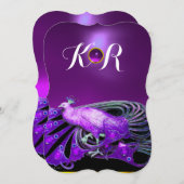 ELEGANTE PAUW IN PAARS, ZWARTE HUWELIJKS INITIAAL KAART (Voorkant / Achterkant)