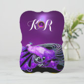 ELEGANTE PAUW IN PAARS, ZWARTE HUWELIJKS INITIAAL KAART (Staand voorkant)
