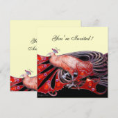 ELEGANTE PAUW IN ROOD ZWART EN GOUD Metaalachtig Kaart (Voorkant / Achterkant)