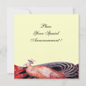 ELEGANTE PAUW IN ROOD ZWART EN GOUD Metaalachtig Kaart (Achterkant)