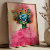 Elegante pauw in roze bont dierlijke Mode kunst Poster