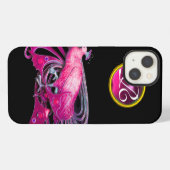 ELEGANTE PAUW IN ROZE FUCHSIA, AMETHYST MONOGRAAM iPhone HOESJE (Achterkant horizontaal)