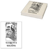 Elegante Pauw in Tuin Paar Naam Initiaal Rubberstempel (Gestempeld)
