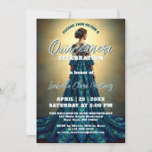 Elegante Pauw Jurk Quinceañera Viering Kaart (Voorkant)