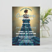 Elegante Pauw Jurk Quinceañera Viering Kaart (Staand voorkant)